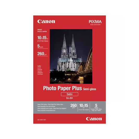 CAN-SG-201-10x15-SATIN-5 - полуглянцевая фотобумага Canon, SG-201, плотность: 260 г/кв.м, формат: 10х15 см, 5 листов