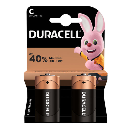 DCL-C-2 - щелочная батарейка Duracell C, аналоги: LR14, MN1400 (2 шт. в блистере)