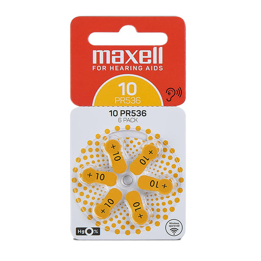 MAX-10-6 - батарейка для слуховых аппаратов Maxell 10, тип PR536, 1.45 В (6 шт. в блистере)