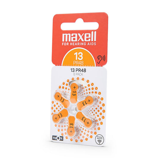 MAX-13-6 - батарейка для слуховых аппаратов Maxell 13, тип PR48, 1.4 В (6 шт. в блистере)