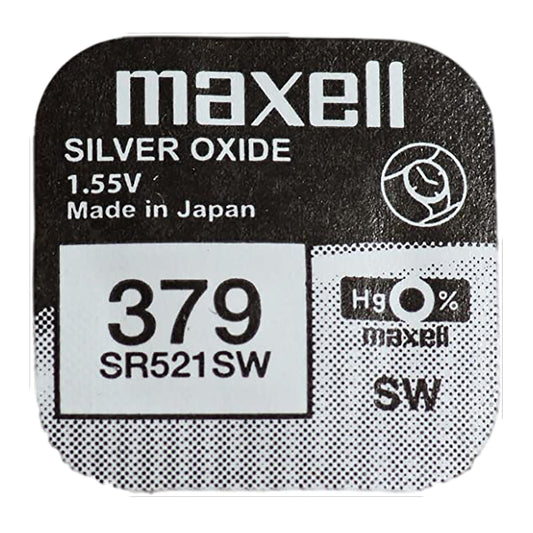 MAX-379-1 - дисковая батарейка Maxell тип 379 (SR521SW), оксид серебра, 1,55 В (1 шт. в упаковке)