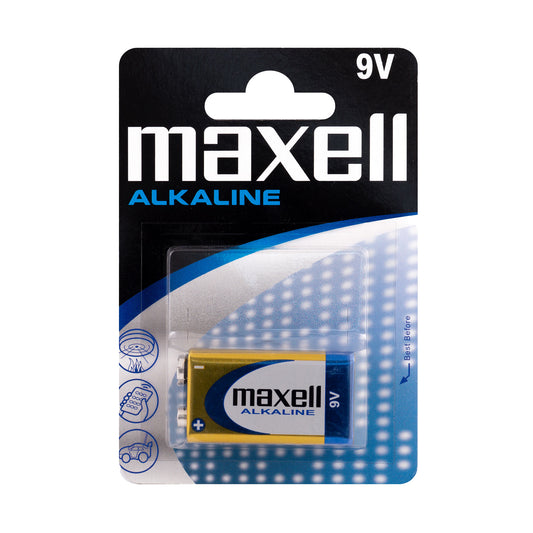 MAX-9V-ALK-1 - батарейка Maxell Alkaline тип 6LR61, 6LF22, 1604A, MN1604, 6F22, 6R61, Крона (1 шт. в блистере)