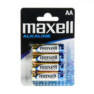 MAX-ALK-AA-4 - щелочные батарейки тип AA, Maxell, аналог: LR6, MN1500 (4 шт. в блистере)