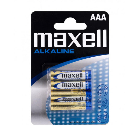 MAX-ALK-AAA-4 - щелочные батарейки тип AAA, Maxell, аналог: LR03, MN2400 (4 шт. в блистере)