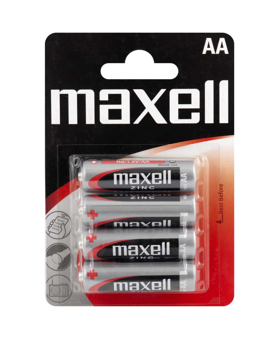 MAX-ZINC-AA-4 - солевые батарейки тип AA, Maxell (4 шт. в блистере)