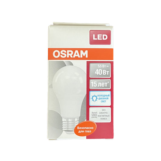 OSR-LED-5,5W-470-6500-E27 - лампа светодиодная Osram LED Star Classic A40, E27, 5,5 Вт, 470 люмен, холодный дневной свет, 6500 K