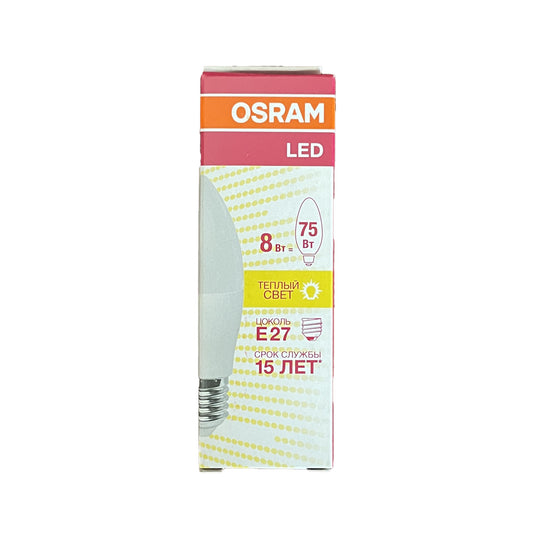 OSR-LED-8W-806-3000-E27 - лампа светодиодная Osram LED Star Classic B75, E27, 8 Вт, 806 люмен, теплый белый свет, 3000 K