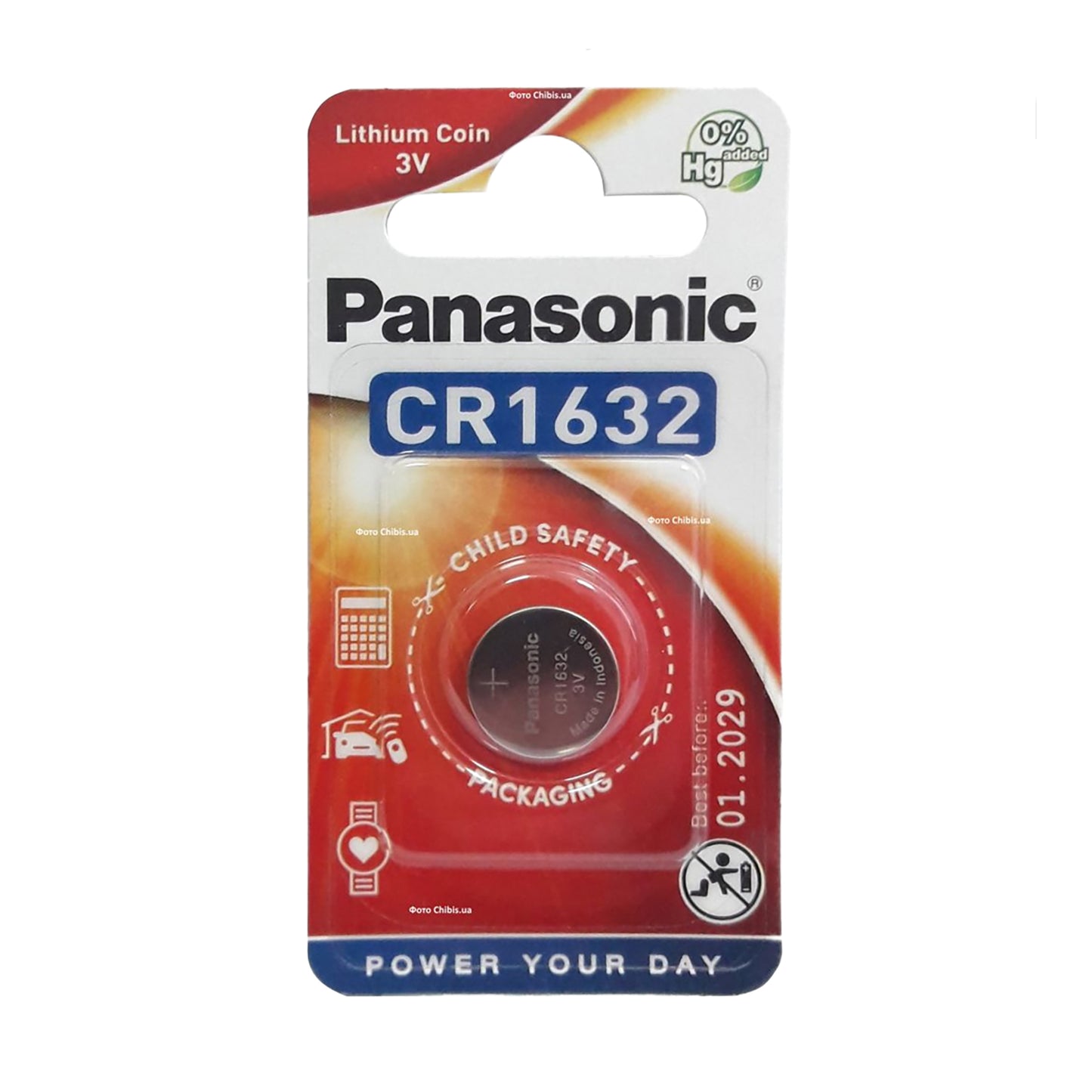 PAN-CR1632-1 - литиевая батарейка Panasonic тип CR1632, напряжение: 3 В (1 шт. в блистере)