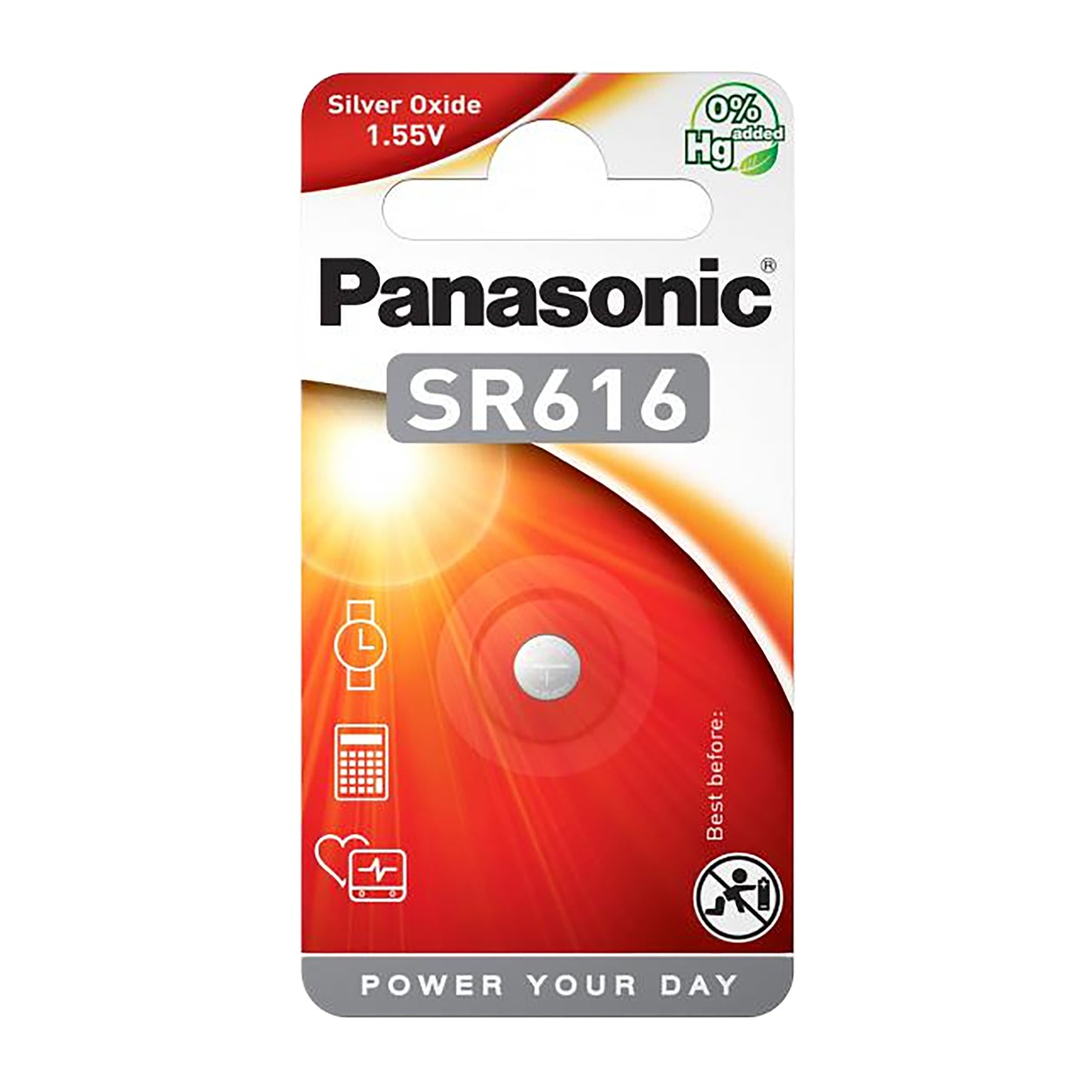 PAN-SR616-1 - дисковые батарейки, 1,55 В (оксид серебра) Panasonic SR616 (1 шт. в упаковке)