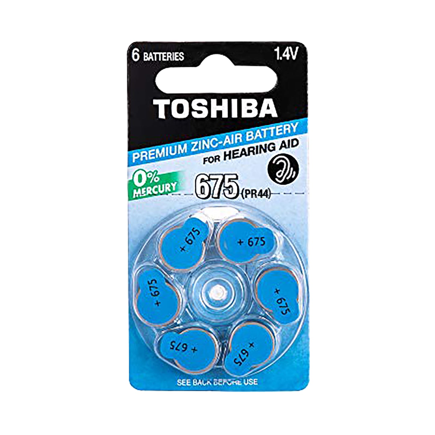 TSH-675-6 - батарейка для слуховых аппаратов Toshiba 675, тип PR44, 1.4 В (6 шт. в блистере)