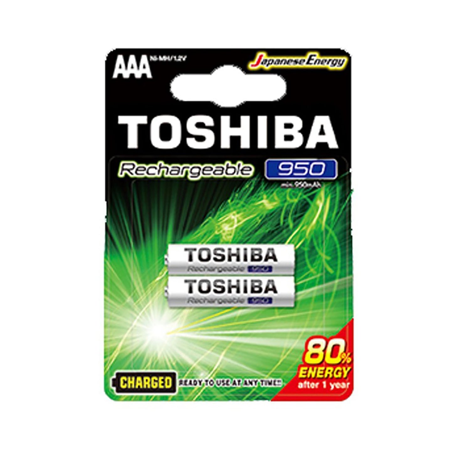TSH-AAA-REC-950-2 - аккумуляторные батарейки Toshiba AAA, 950 мАч (2 шт. в блистере)