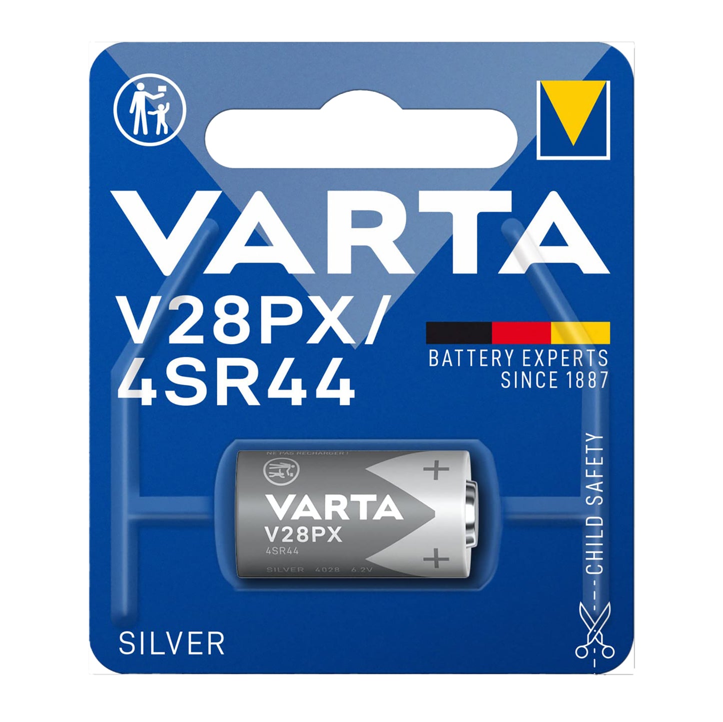 VAR-V28PX - серебряная батарейки Varta, 6,2 В, V28PX (1 шт. в блистере)